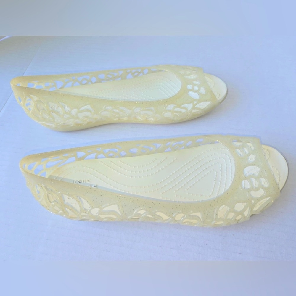 Crocs Isabella Peep Toe Jelly Flats - Women’s Size 9
